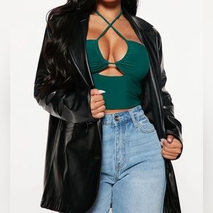 Faux leather blazer